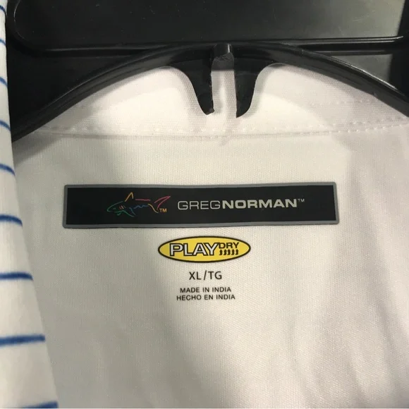 Greg Norman Striped Short Sleeve Polo, Men's Size XL - White/Multi